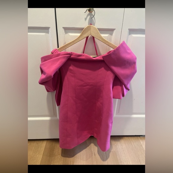 TOCCIN Design Collective Bow Sleeve Mini Dress Size 0 Pink Formal Cocktail - Picture 9 of 11